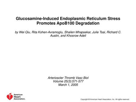 Arterioscler Thromb Vasc Biol