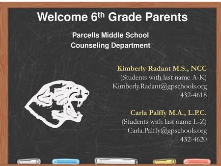 Welcome 6th Grade Parents