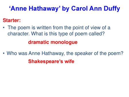 ‘Anne Hathaway’ by Carol Ann Duffy