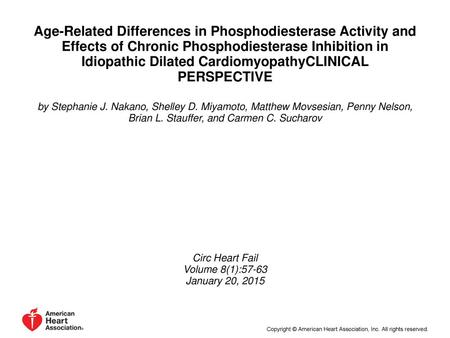 Age-Related Differences in Phosphodiesterase Activity and Effects of Chronic Phosphodiesterase Inhibition in Idiopathic Dilated CardiomyopathyCLINICAL.