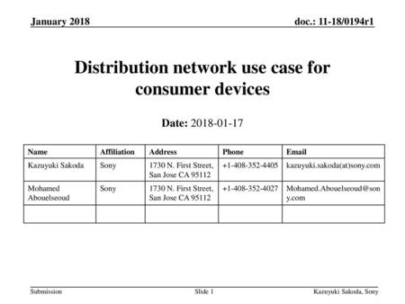 Distribution network use case for consumer devices