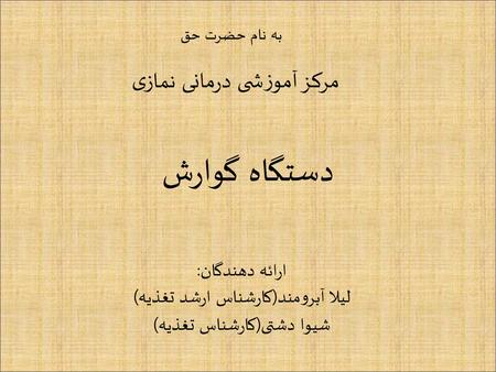 دستگاه گوارش مرکز آموزشی درمانی نمازی ارائه دهندگان: