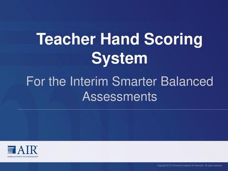 Teacher Hand Scoring System