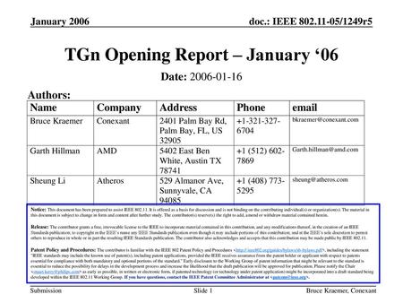 TGn Opening Report – January ‘06