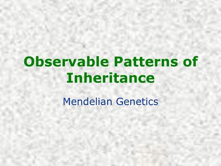 Observable Patterns of Inheritance