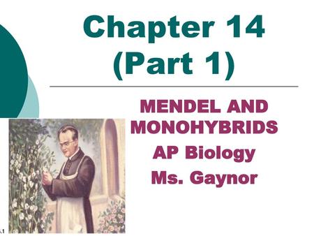 MENDEL AND MONOHYBRIDS AP Biology Ms. Gaynor