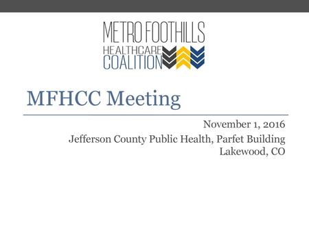 MFHCC Meeting November 1, 2016