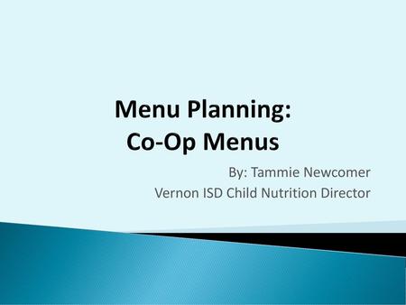 Menu Planning: Co-Op Menus