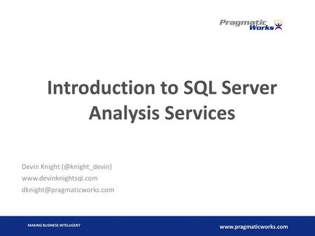 Introduction to SQL Server Analysis Services