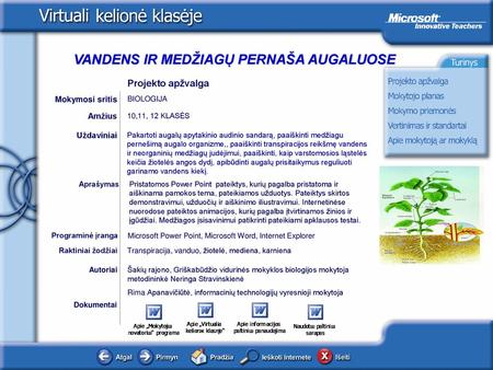 Projekto apžvalga Mokymosi sritis Amžius Uždaviniai BIOLOGIJA