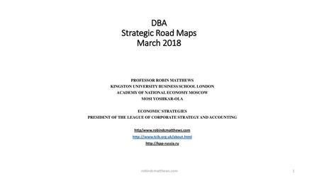 DBA Strategic Road Maps March 2018