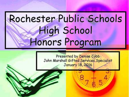 Rochester Public Schools High School Honors Program