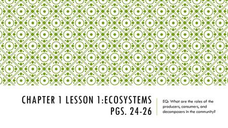 Chapter 1 Lesson 1:Ecosystems PGS