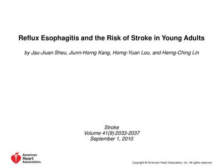 Reflux Esophagitis and the Risk of Stroke in Young Adults