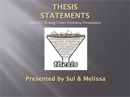 Presented by Sul & Melissa