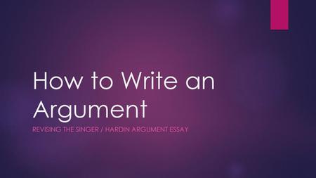 How to Write an Argument