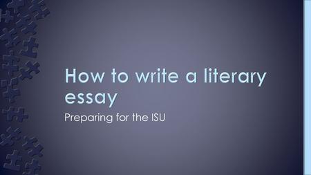 How to write a literary essay