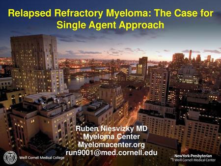 Relapsed Refractory Myeloma: The Case for Single Agent Approach