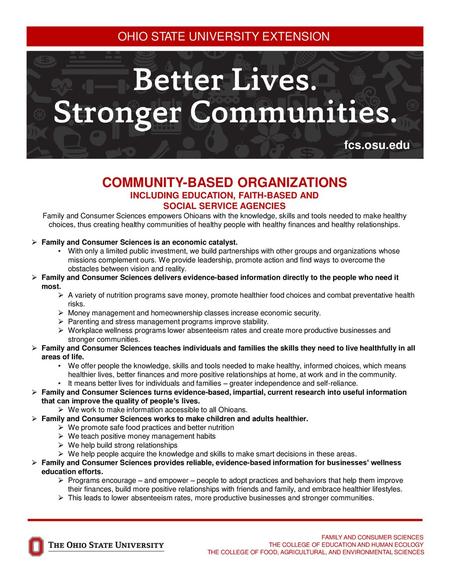 COMMUNITY-BASED ORGANIZATIONS