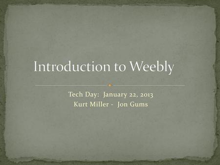 Introduction to Weebly