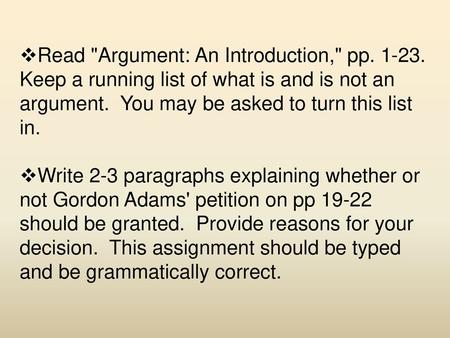 Read Argument: An Introduction, pp. 1-23