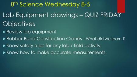 Lab Equipment drawings – QUIZ FRIDAY Objectives