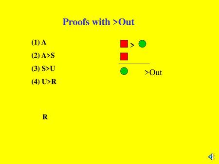 Proofs with >Out > >Out (1) A (2) A>S (3) S>U