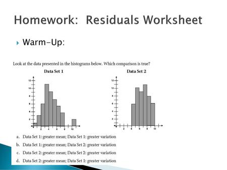 Homework: Residuals Worksheet