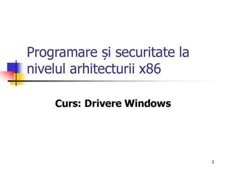 Programare și securitate la nivelul arhitecturii x86