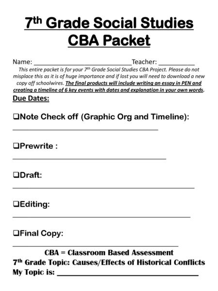 7th Grade Social Studies CBA Packet