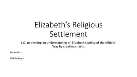 Elizabeth’s Religious Settlement