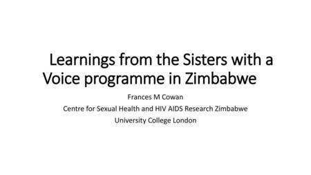 Learnings from the Sisters with a Voice programme in Zimbabwe