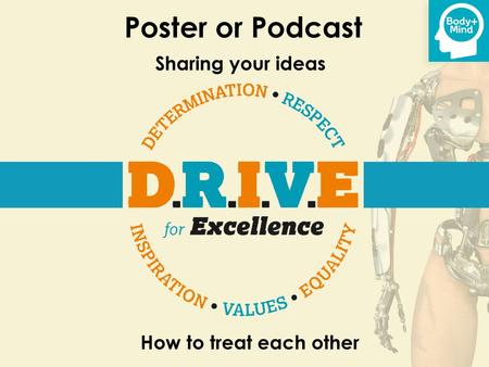 Poster or Podcast Sharing your ideas How to treat each other.