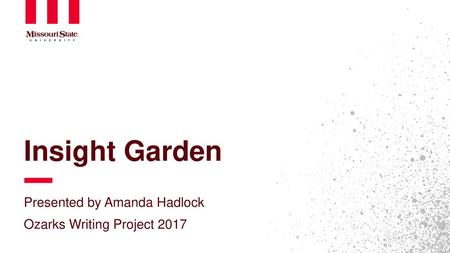 Insight Garden Presented by Amanda Hadlock Ozarks Writing Project 2017.