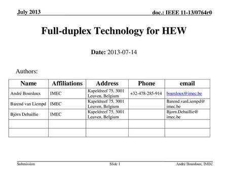 Full-duplex Technology for HEW