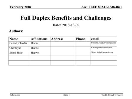 Full Duplex Benefits and Challenges