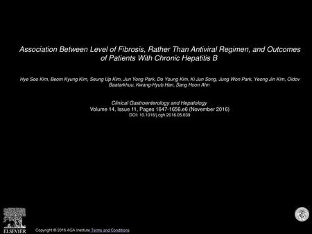 Association Between Level of Fibrosis, Rather Than Antiviral Regimen, and Outcomes of Patients With Chronic Hepatitis B  Hye Soo Kim, Beom Kyung Kim,