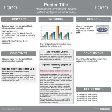 Tips for inserting graphs or images Tips for Title/Headers Bar Color