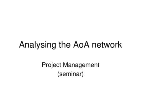 Analysing the AoA network