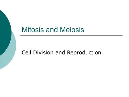 Cell Division and Reproduction