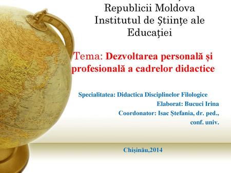 Specialitatea: Didactica Disciplinelor Filologice