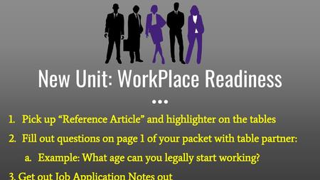 New Unit: WorkPlace Readiness