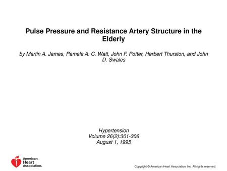 Pulse Pressure and Resistance Artery Structure in the Elderly