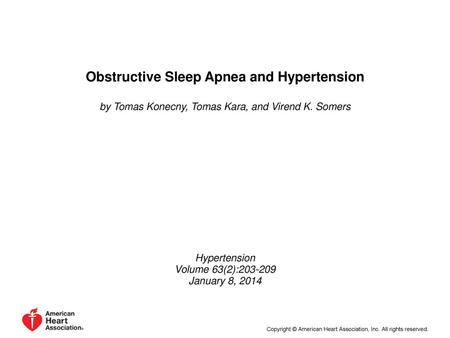 Obstructive Sleep Apnea and Hypertension