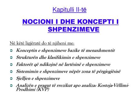 NOCIONI I DHE KONCEPTI I SHPENZIMEVE