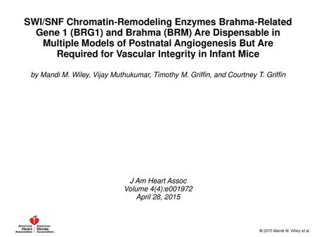 SWI/SNF Chromatin‐Remodeling Enzymes Brahma‐Related Gene 1 (BRG1) and Brahma (BRM) Are Dispensable in Multiple Models of Postnatal Angiogenesis But Are.