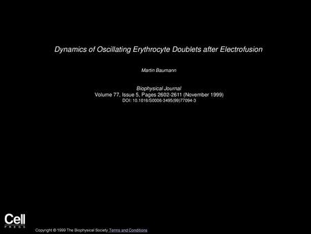 Dynamics of Oscillating Erythrocyte Doublets after Electrofusion