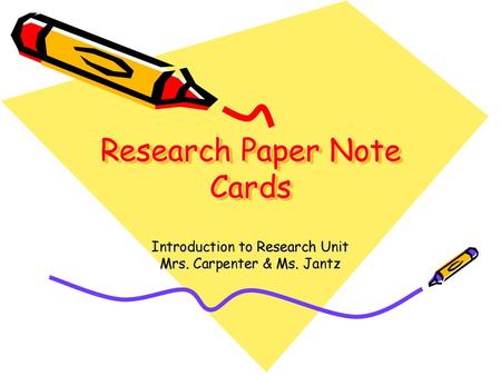 Research Paper Note Cards