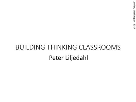 building thinking classrooms