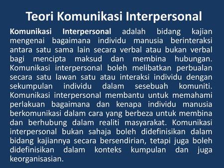 Teori Komunikasi Interpersonal